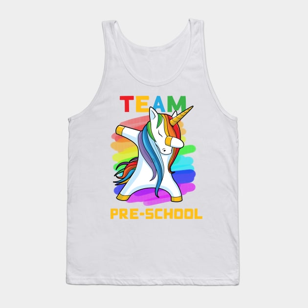 Team PRE-SCHOOL Unicorn Dabbing Gift Back To School Tank Top by johnbbmerch